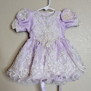 Baby Pageant Dress 6month Lavender Lace Pearl Beaded Cupcake Dress Tip Top